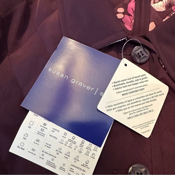 Susan Graver Reversible Purple Floral Quilted Rain Jacket NWT - 1X - Picture 9 of 14